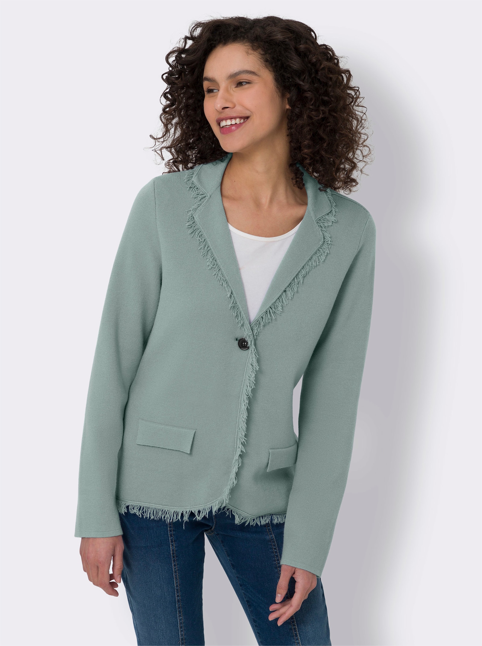 heine Feinstrickjacke in Blazer-Optik - kalkmint