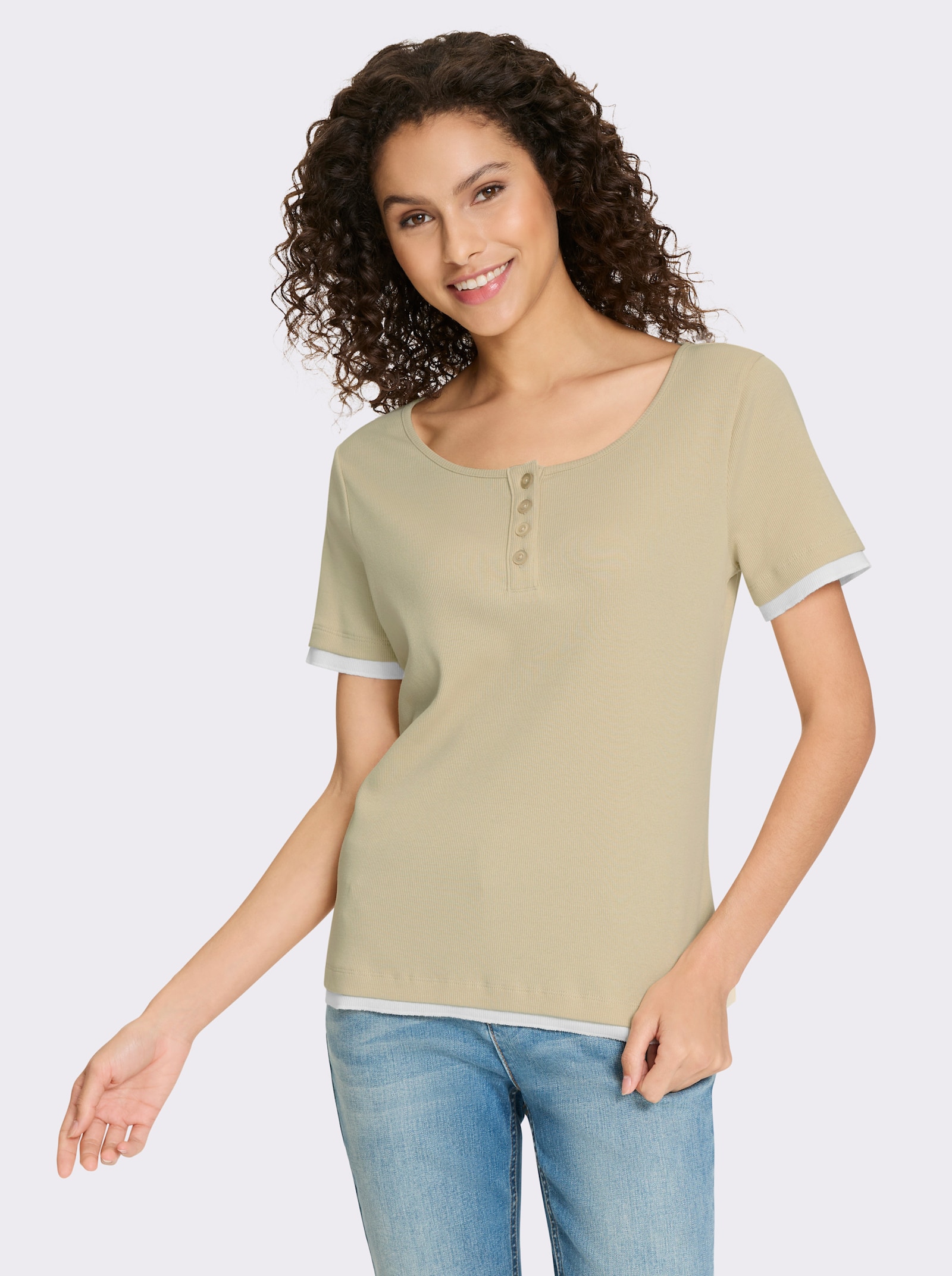 heine Shirt im 2-in-1-Look - sand