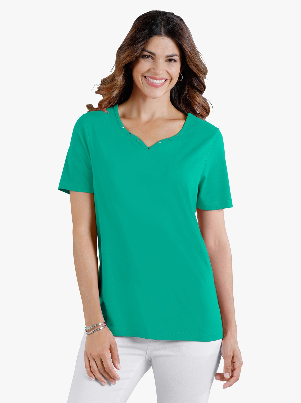 Tričko s krátkymi rukávmi - smaragdovozelená