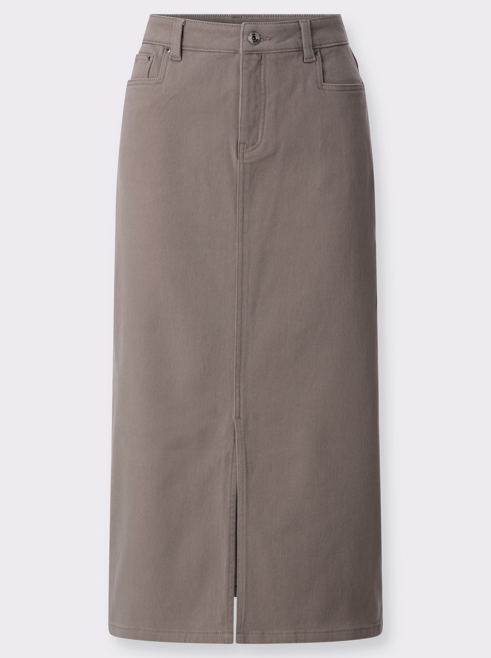 Jeansrock mit verdecktem Gehschlitz, wärmend - taupe