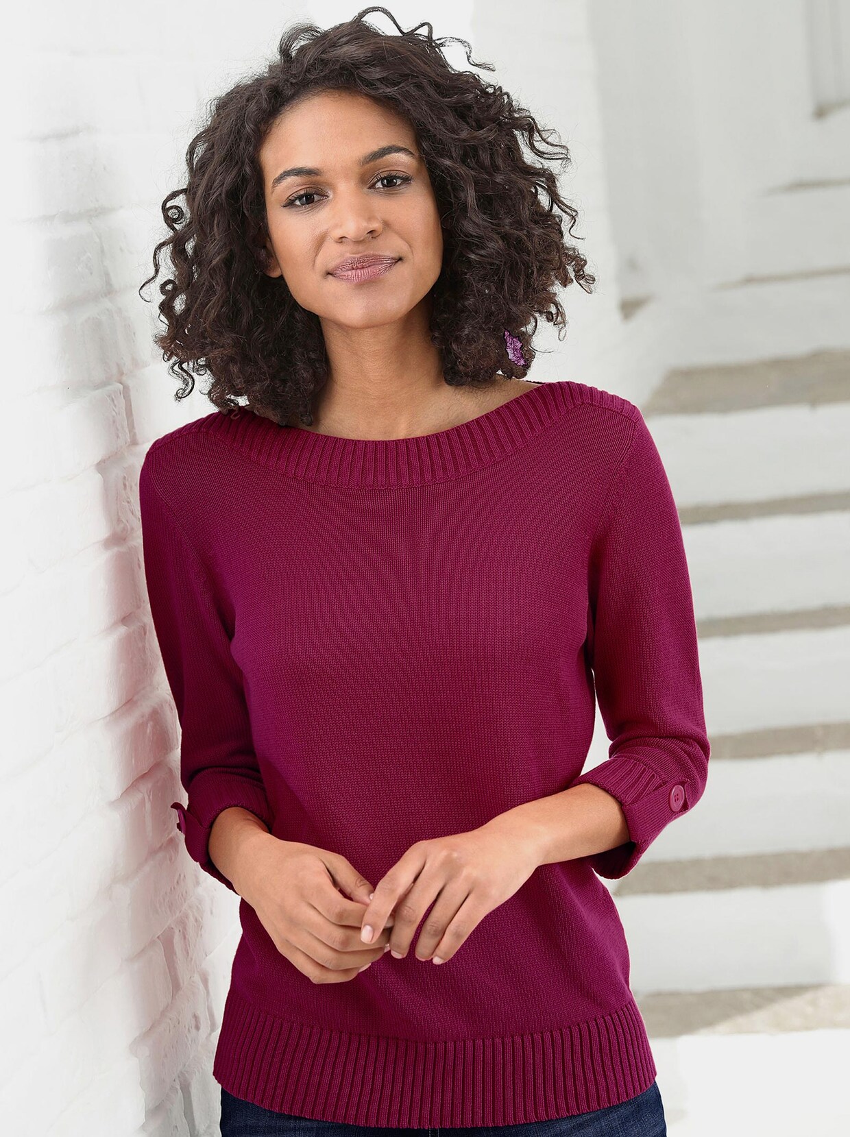 3/4 Arm-Pullover - fuchsia