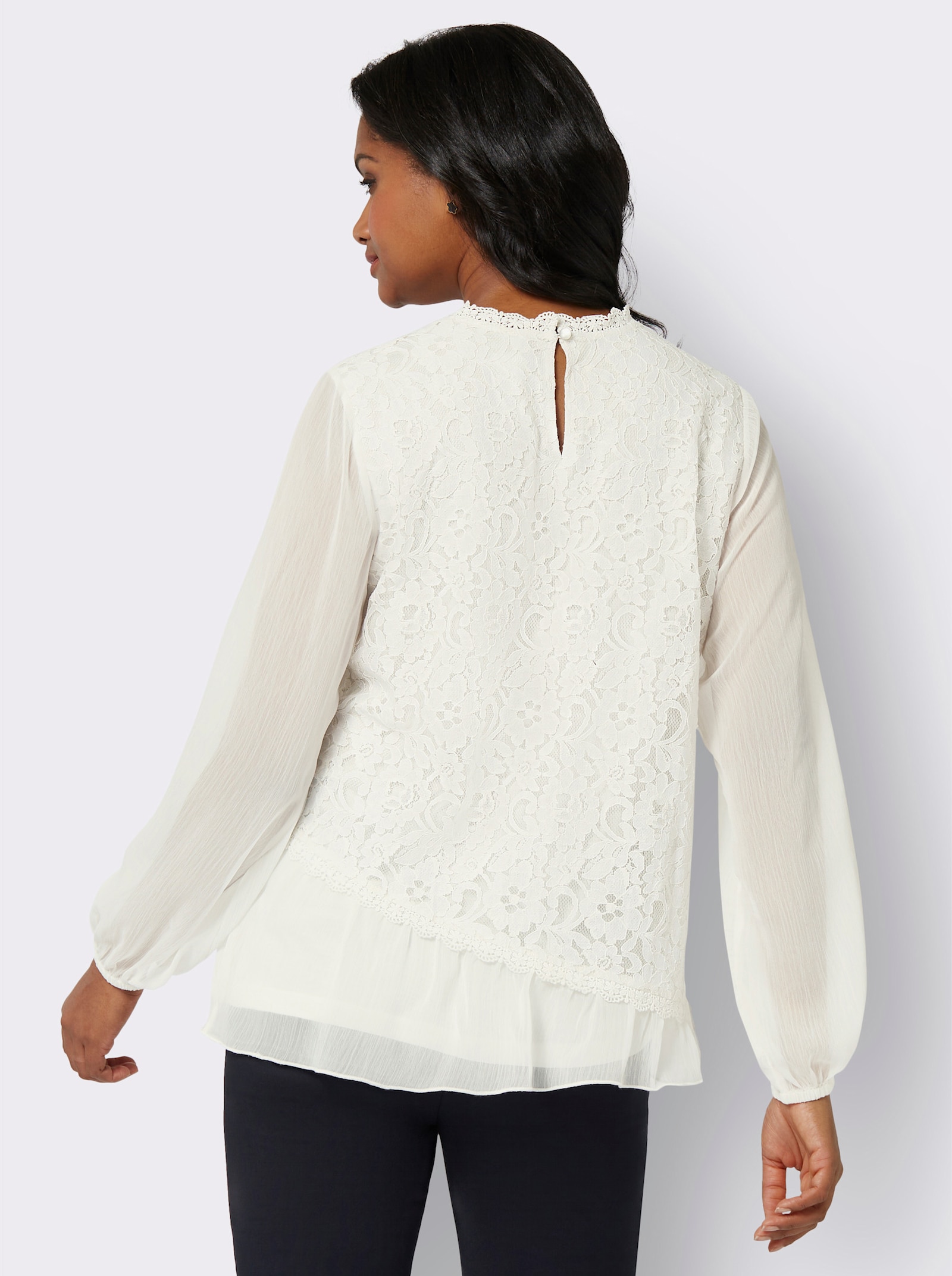 Kanten blouse in laagjeslook - ecru