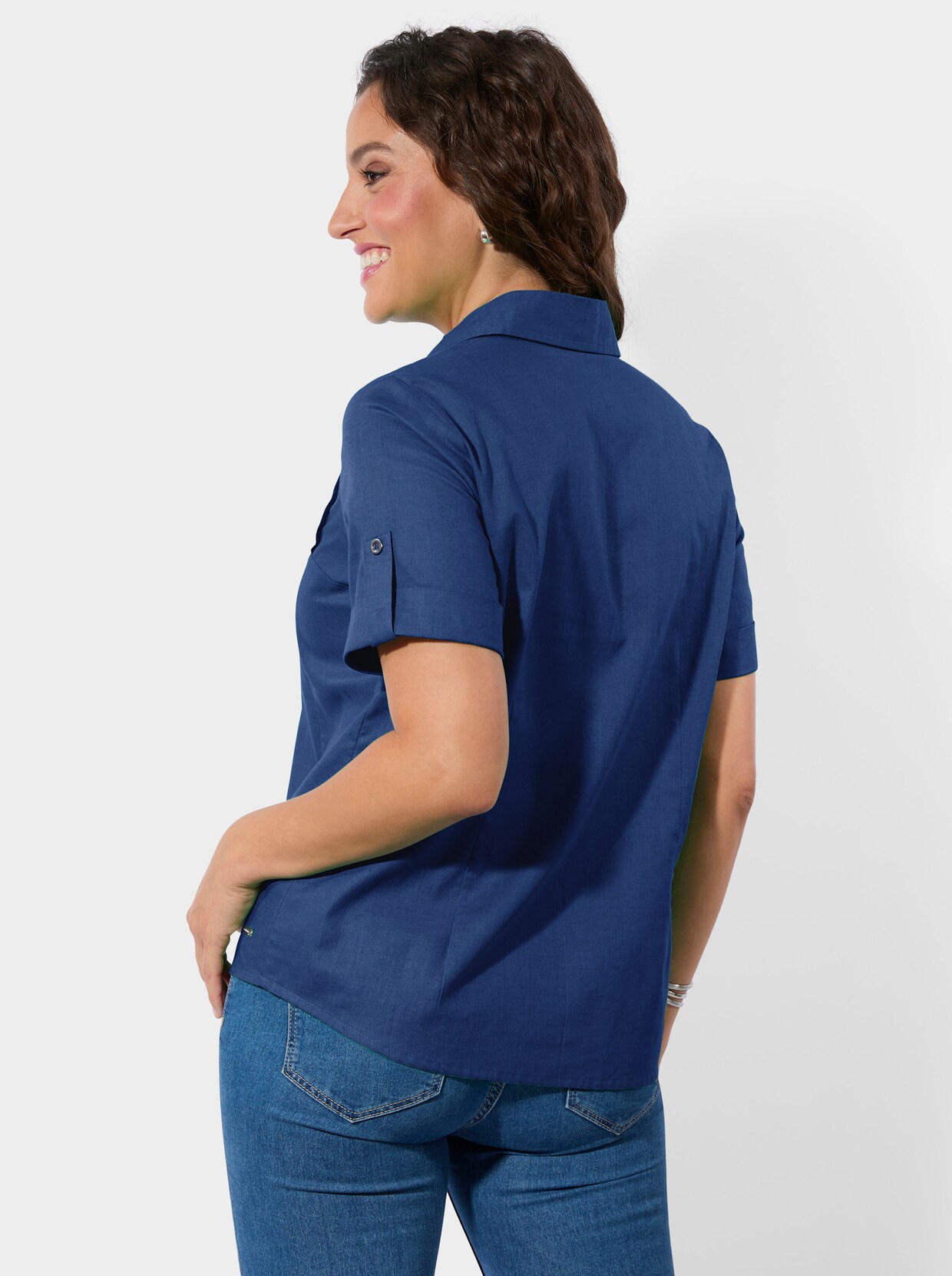 Kurzarm-Bluse - royalblau
