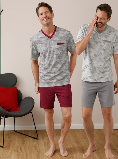 wäschepur men Shortys - grau + dunkelrot