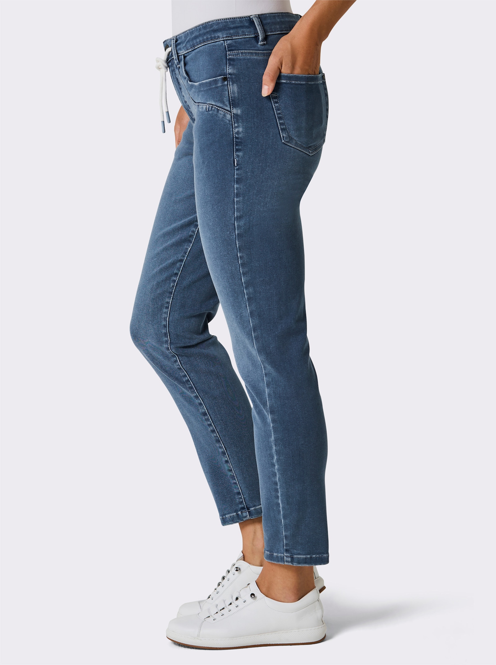 CREATION L PREMIUM 5-Pocket-Jeans mit weichem Griff - blue-bleached