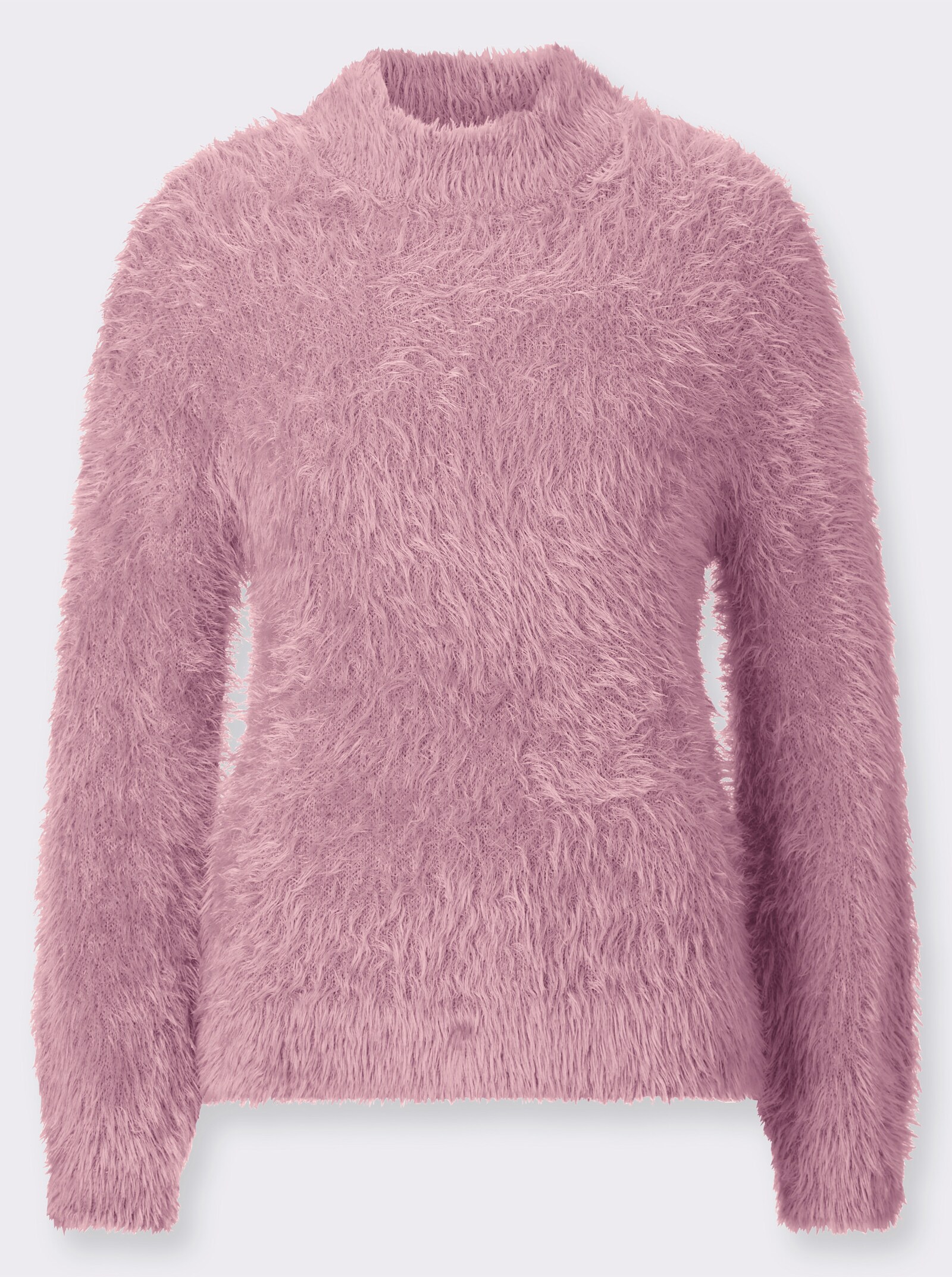 Stehkragenpullover mit Flauschgarn - mauve