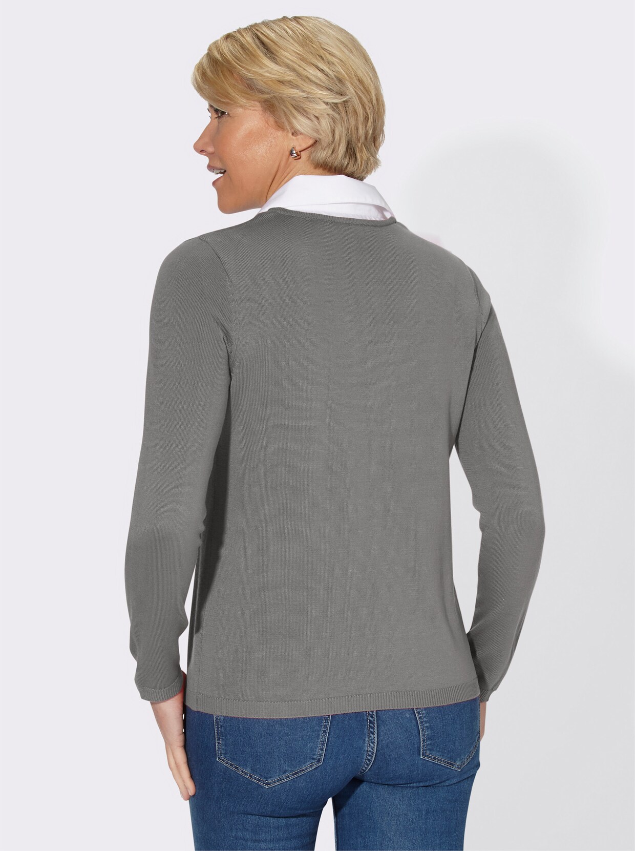 2-in-1-Pullover - steingrau