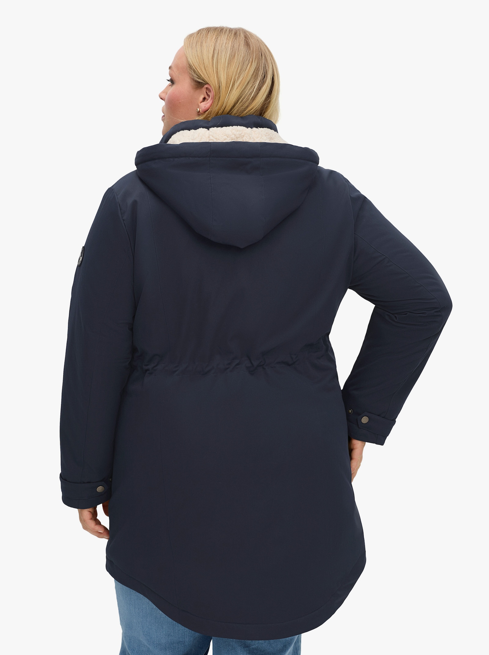 sheego Parka avec doublure en imitation fourrure - bleu foncé