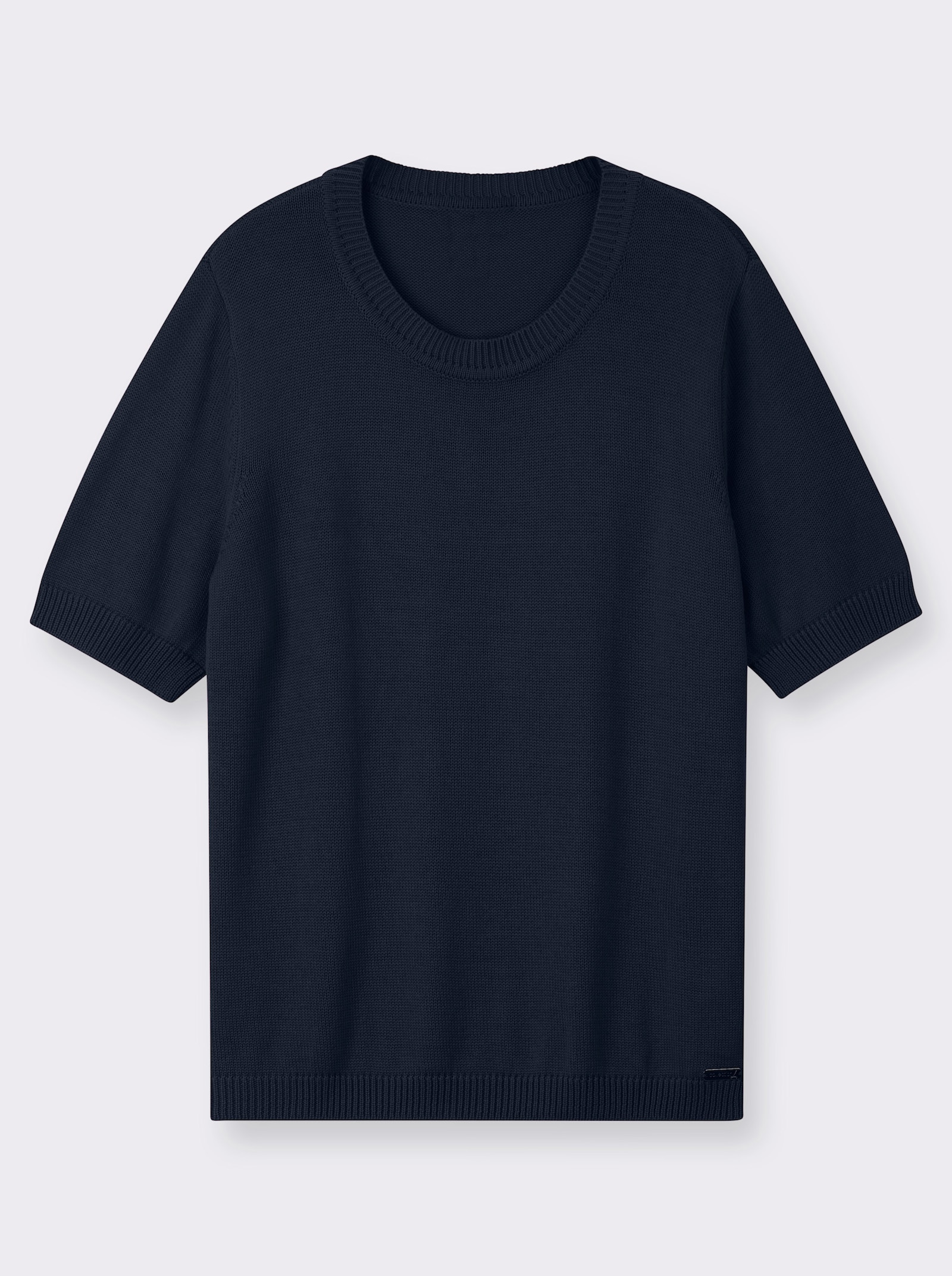 Kurzarmpullover mit Rippabschlüssen - marine