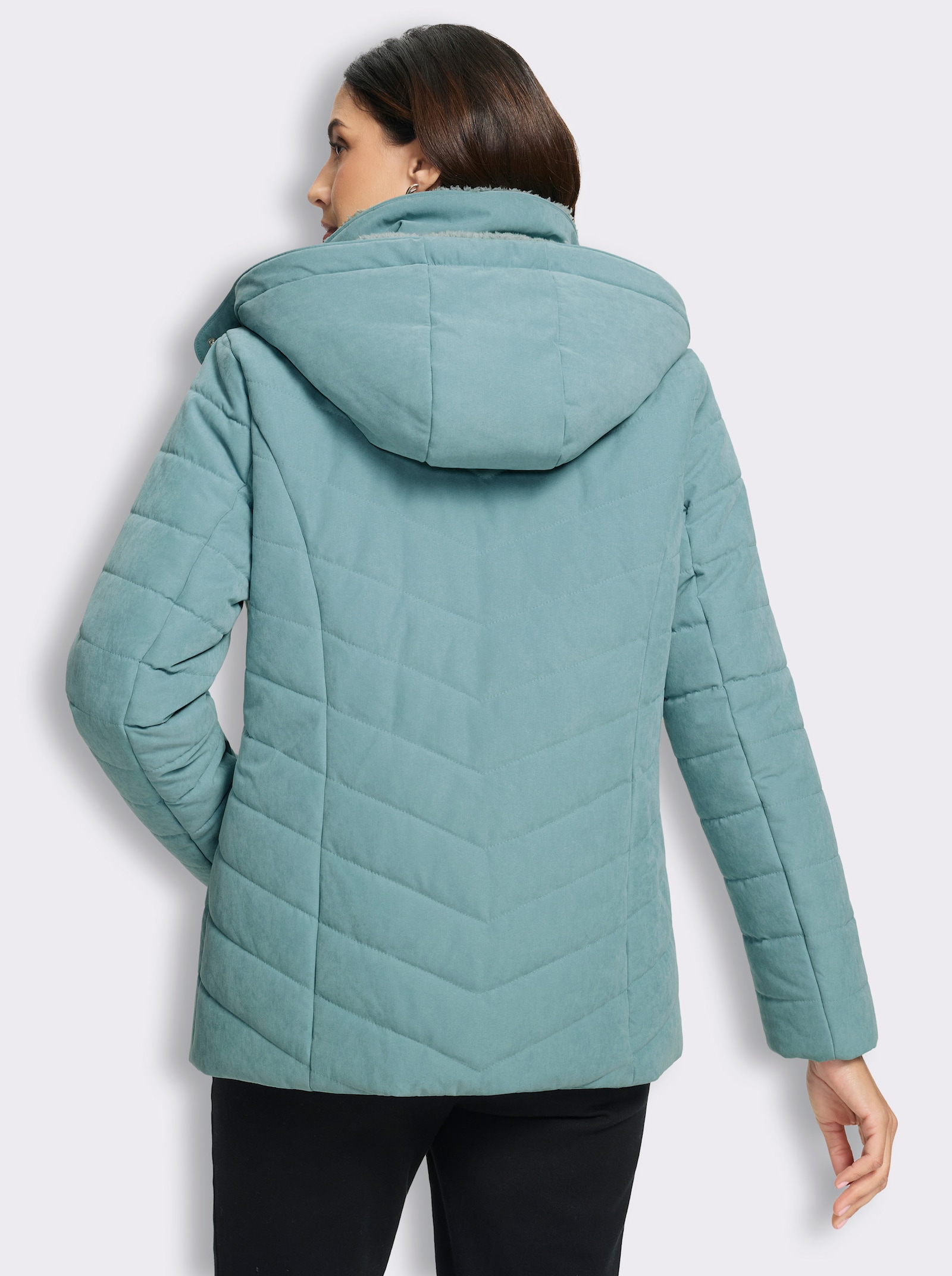 Steppjacke mit Teddyfleece-Futter - jade