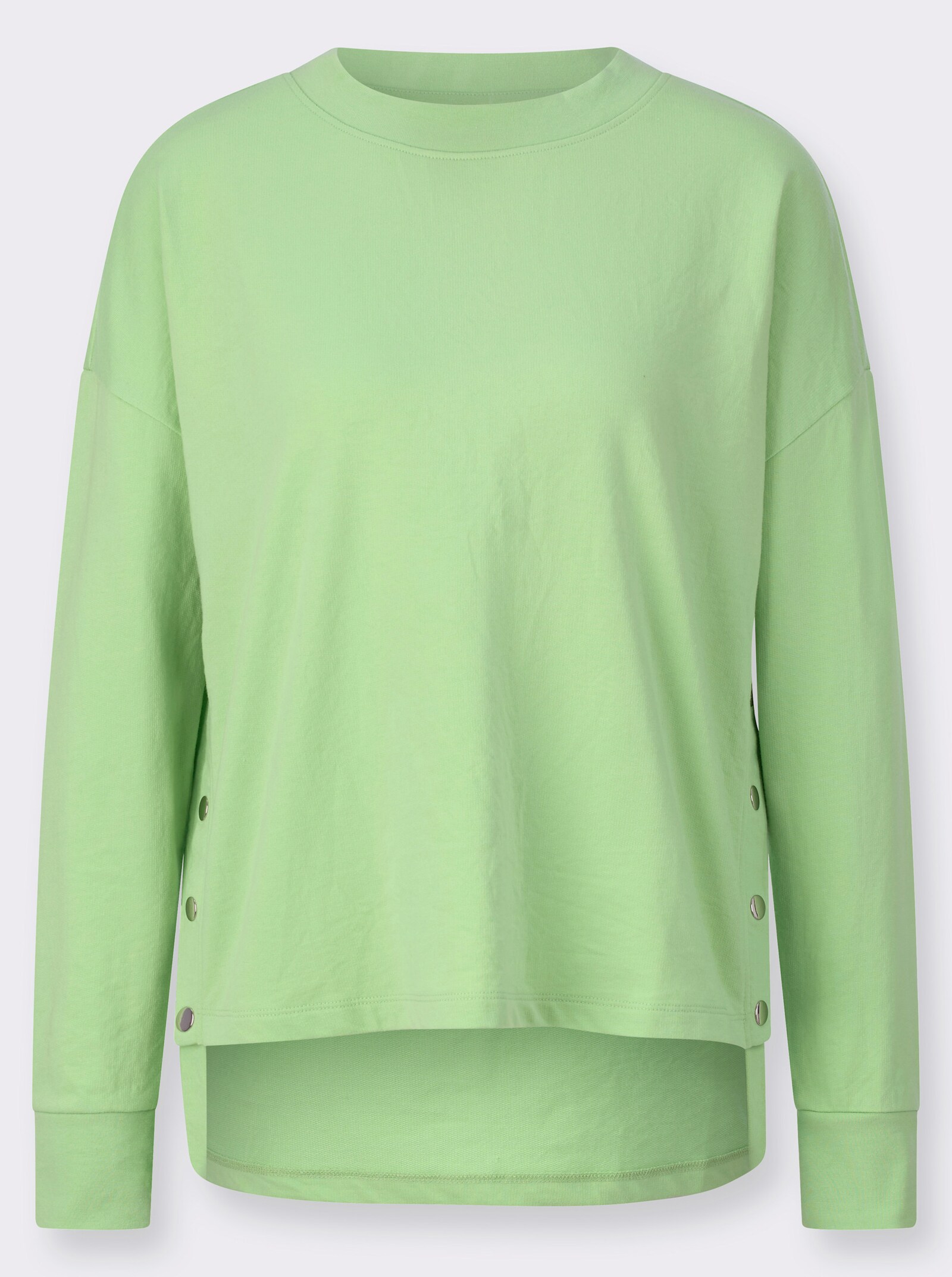 Sweatshirt mit seitlicher Druckknopfleiste - reseda