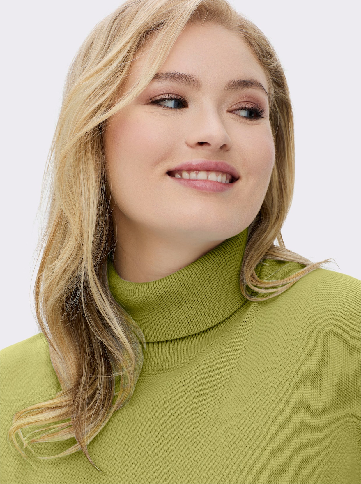 Rollkragenpullover aus reiner Baumwolle - grün