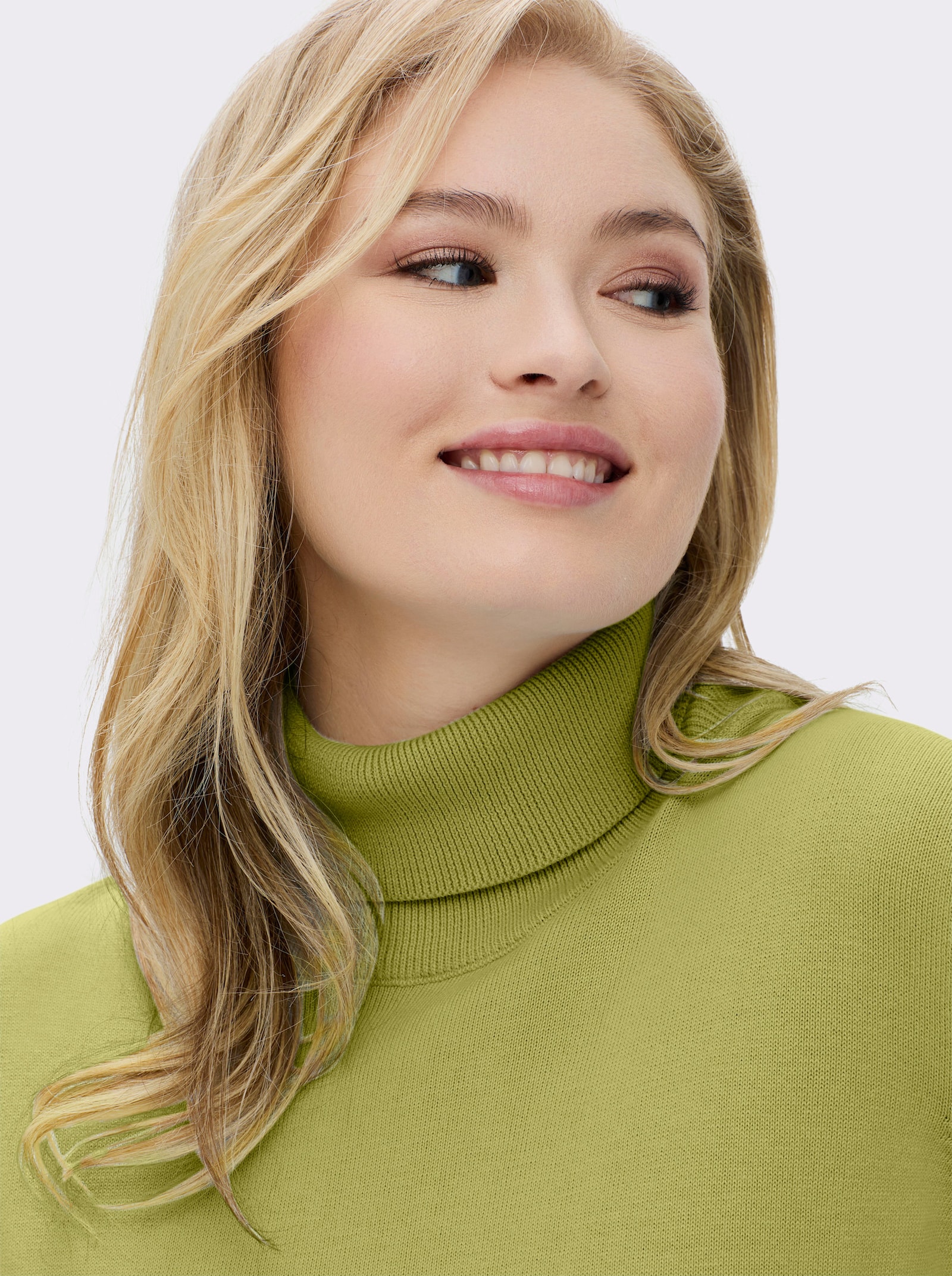 Rollkragenpullover aus reiner Baumwolle - grün