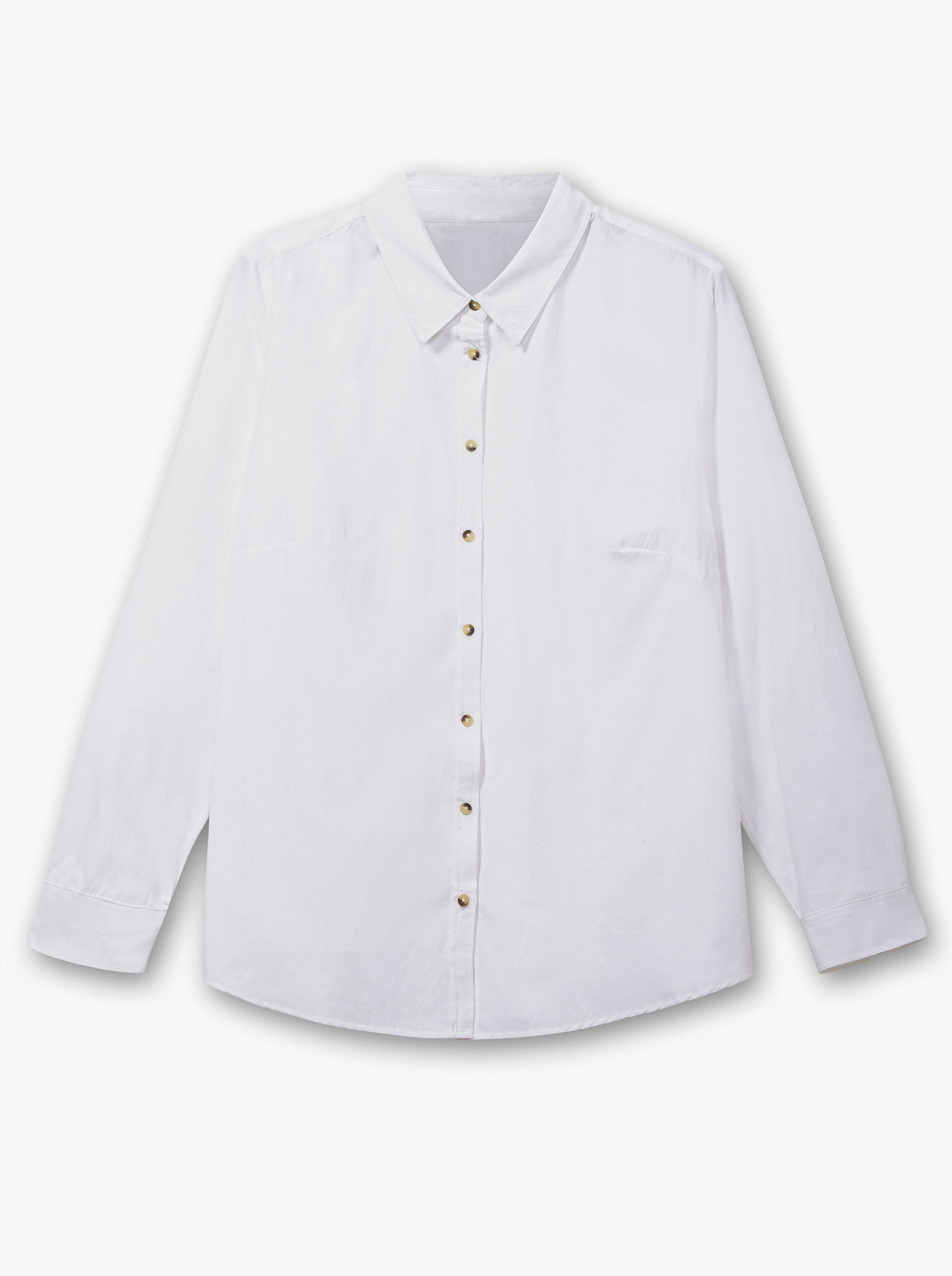 Langarmbluse mit Knöpfen in Horn-Optik, pflegeleicht - weiß