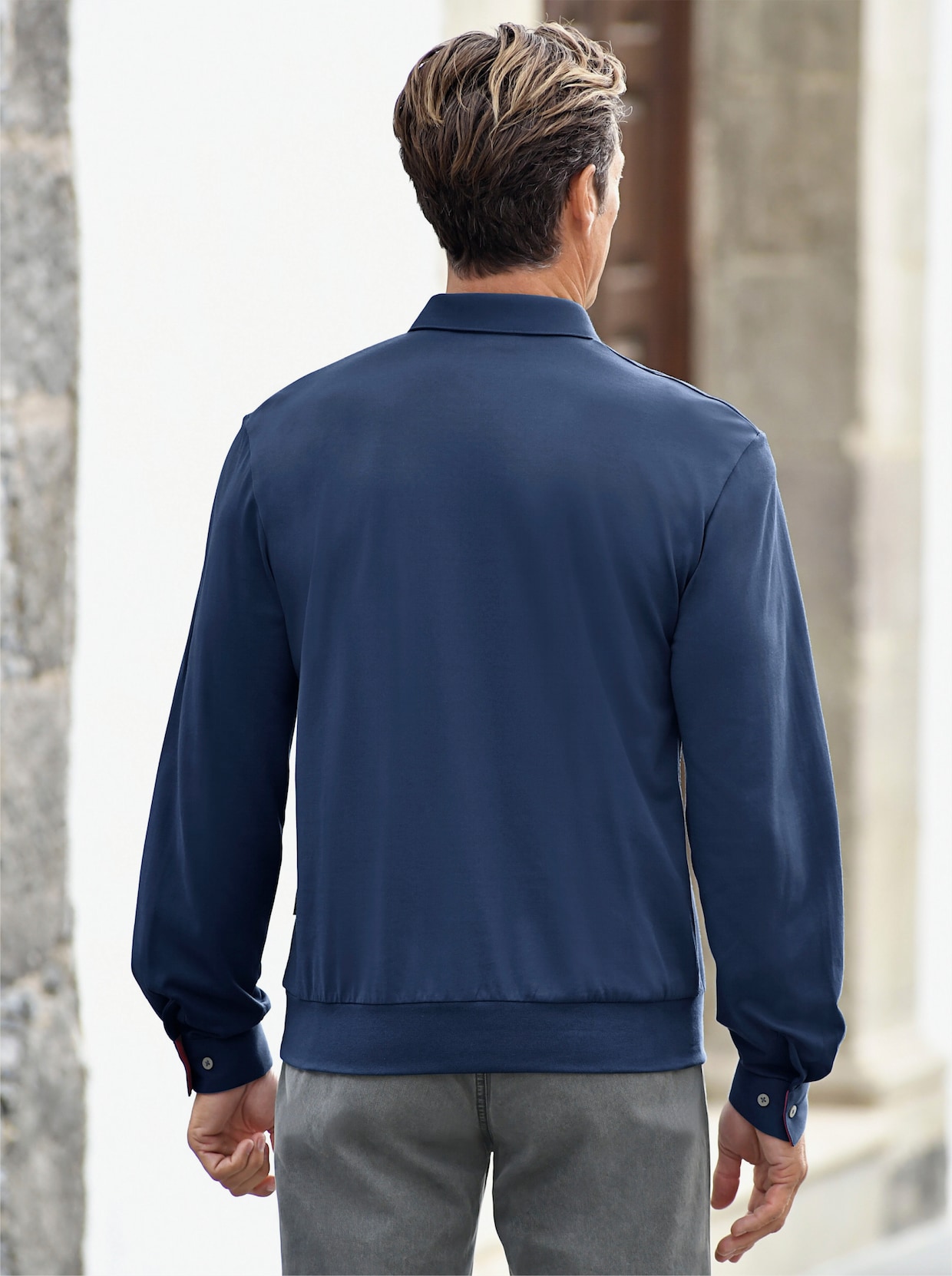 Poloshirt met lange mouwen - blauw