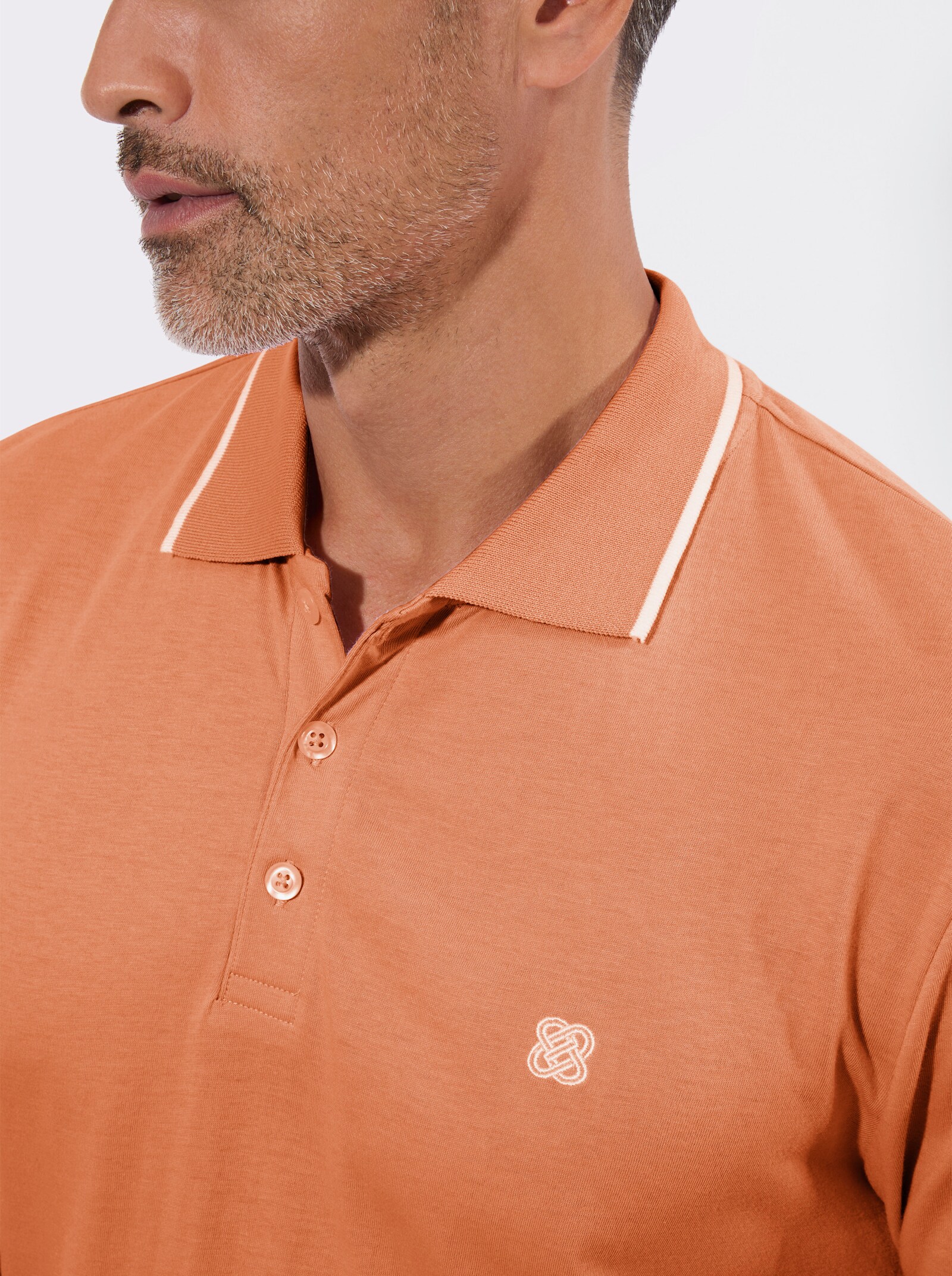 Poloshirt mit Kontrast-Details - papaya