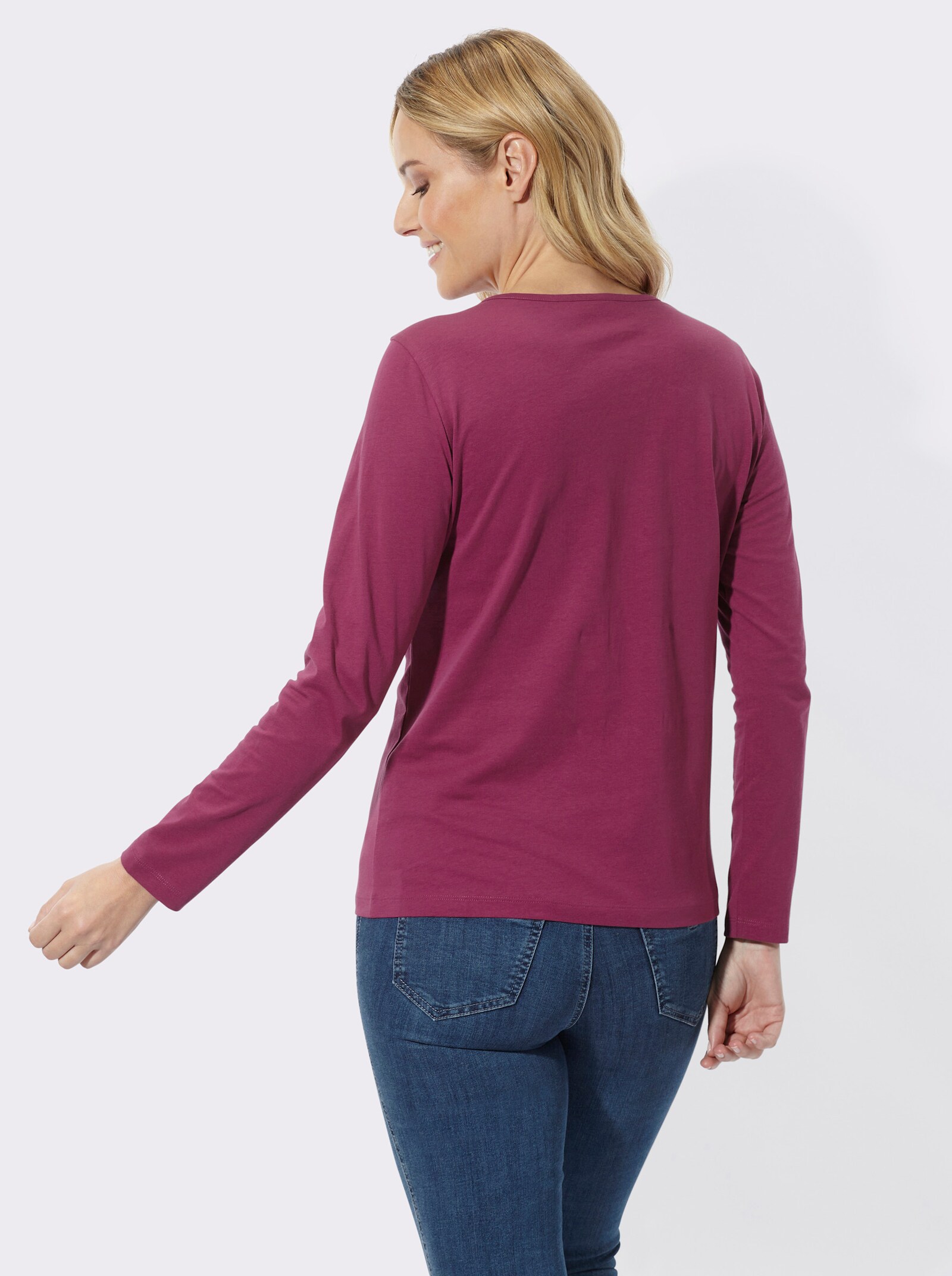 Langarmshirt mit Ornament-Druck - malve-ecru-bedruckt