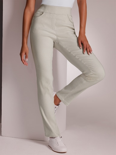 CREATION L PREMIUM Bengalinhose mit Dehnbund - sesam-weiss-gemustert