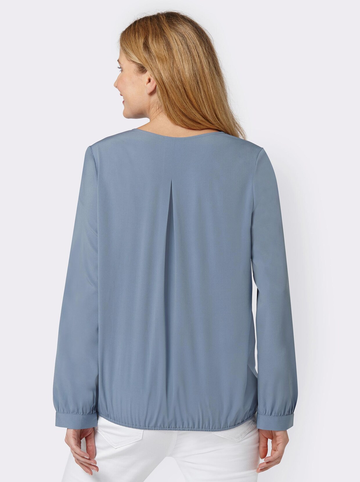 Comfortabele blouse - rookblauw