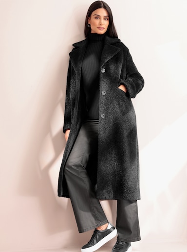 heine Wintermantel in flauschiger Optik - schwarz