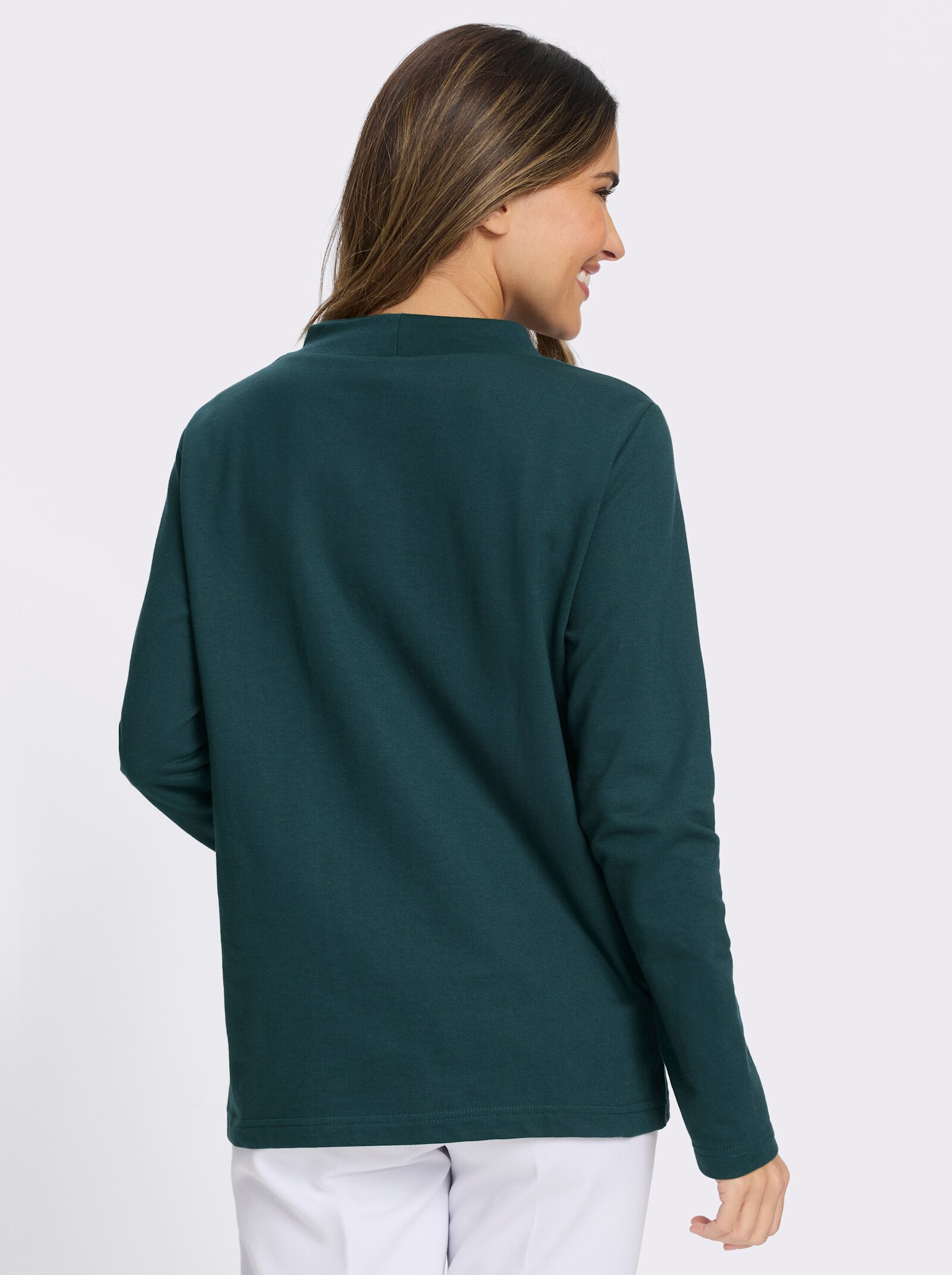 Sweatshirt mit Foliendruck - petrol-schwarz-bedruckt