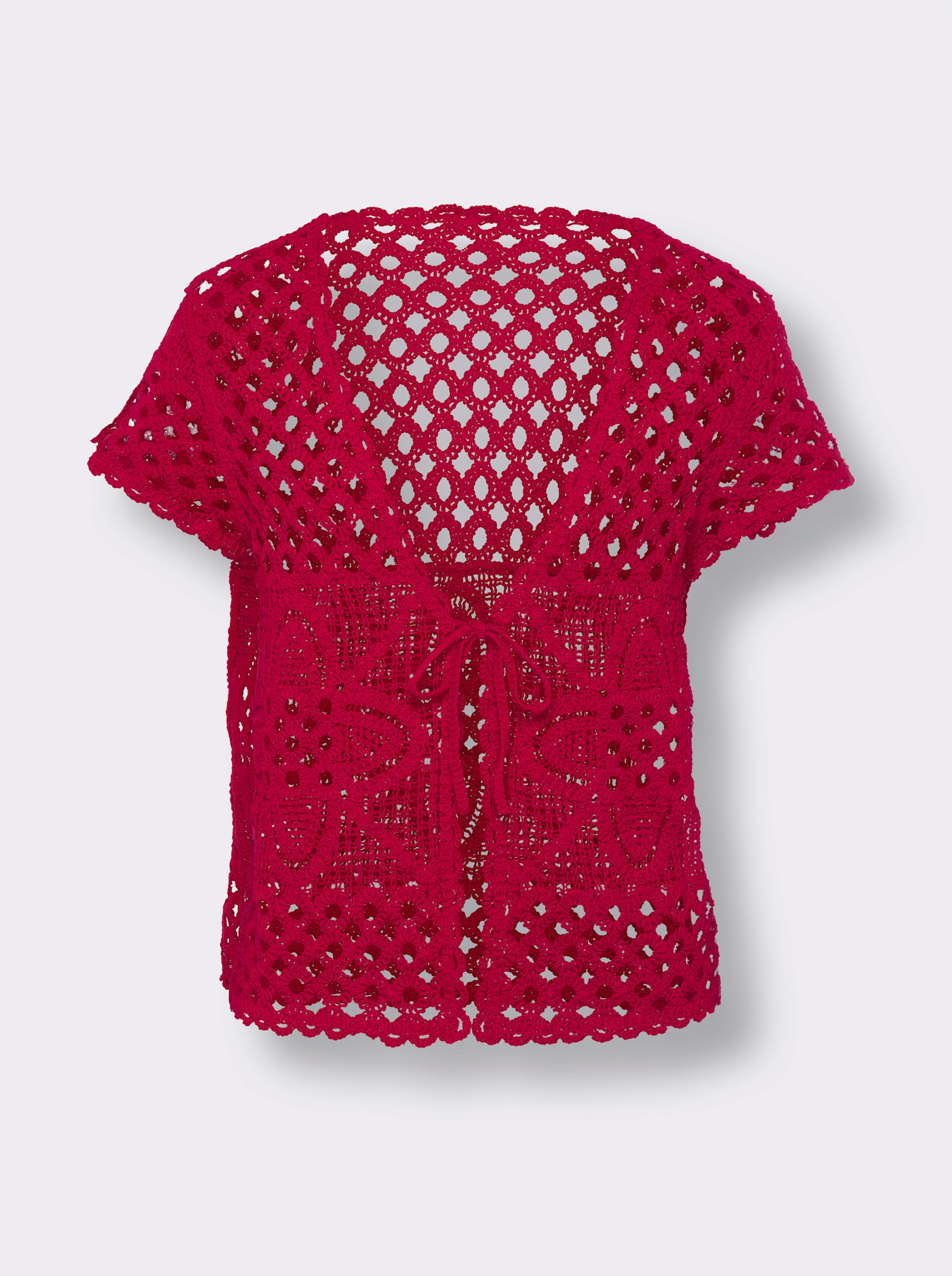 heine Strickweste in Häkel-Optik - rot