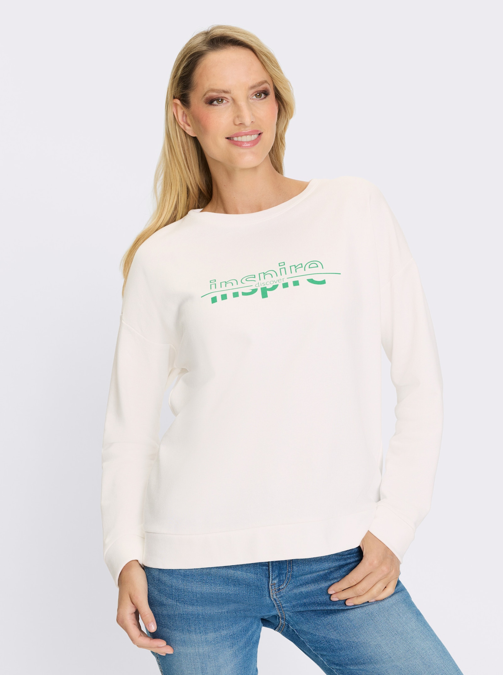heine Sweatshirt mit Aufdruck - ecru