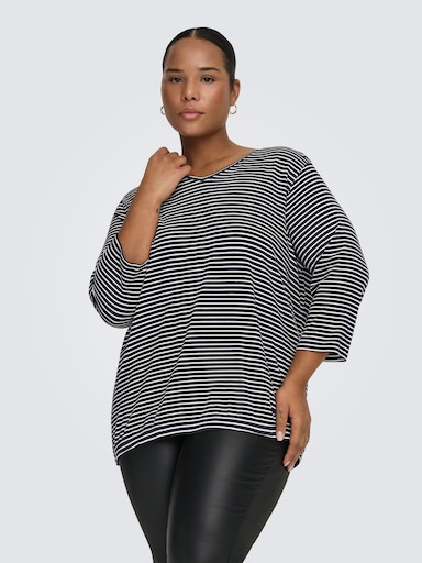 ONLY CARMAKOMA 3/4-Arm-Shirt - night sky stripes:cloud dancer