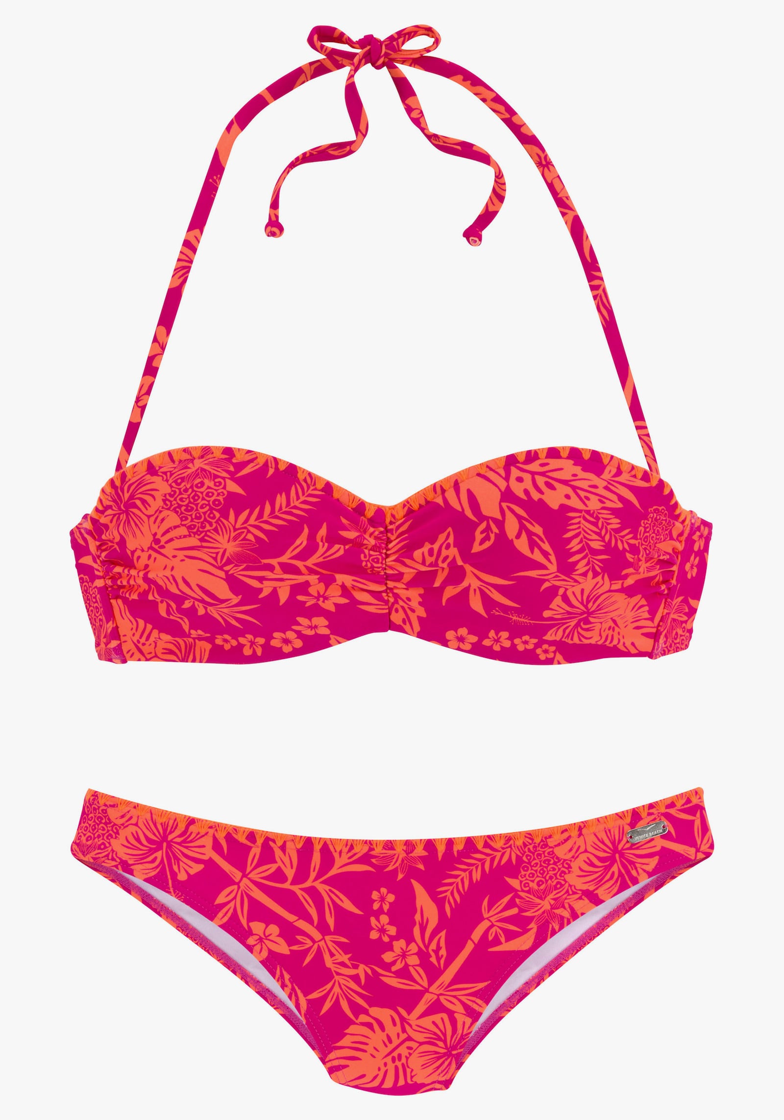 Venice Beach Bügel-Bandeau-Bikini - orange-pink bedruckt