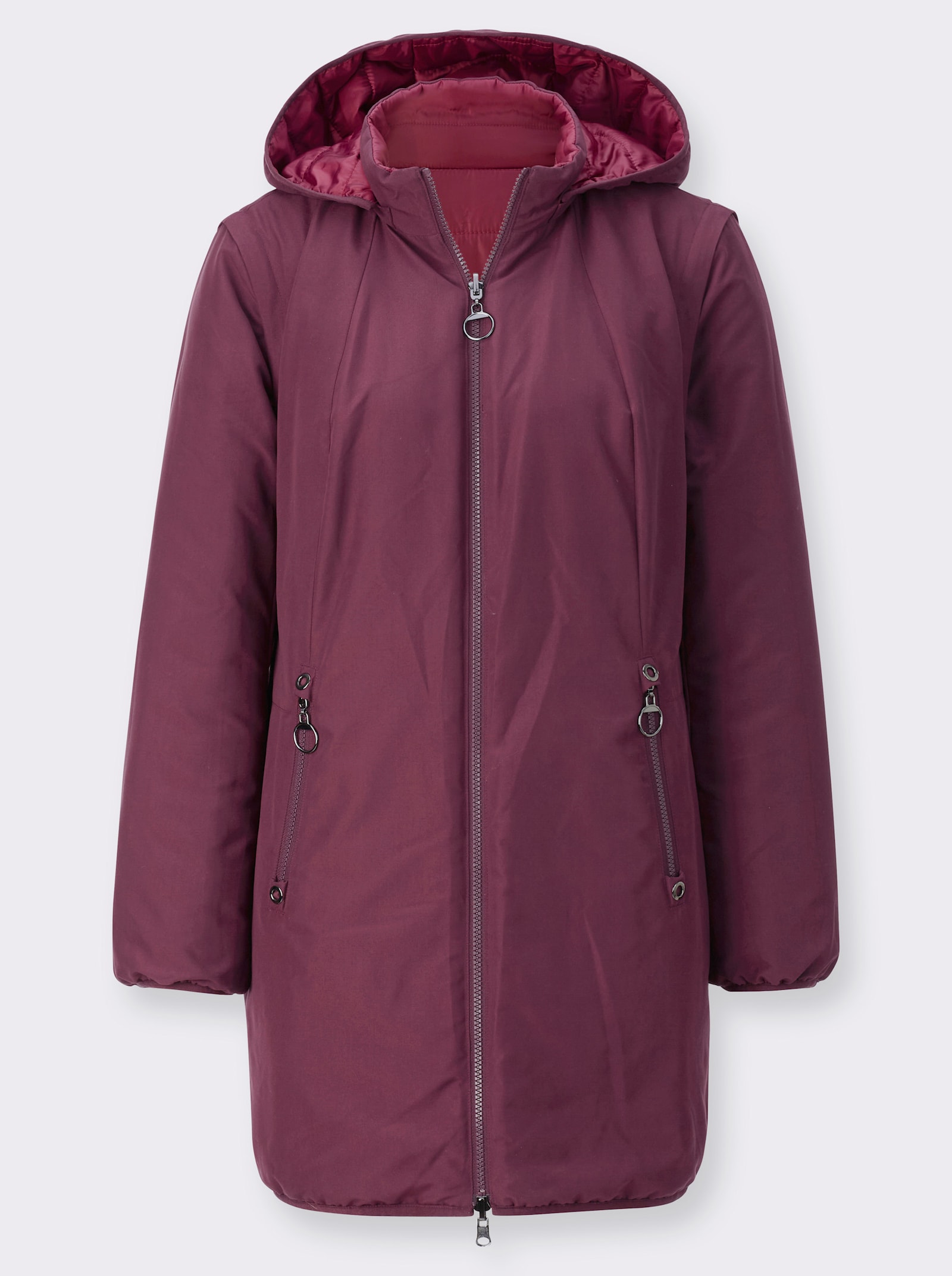 Longjacke mit Wendefunktion - bordeaux