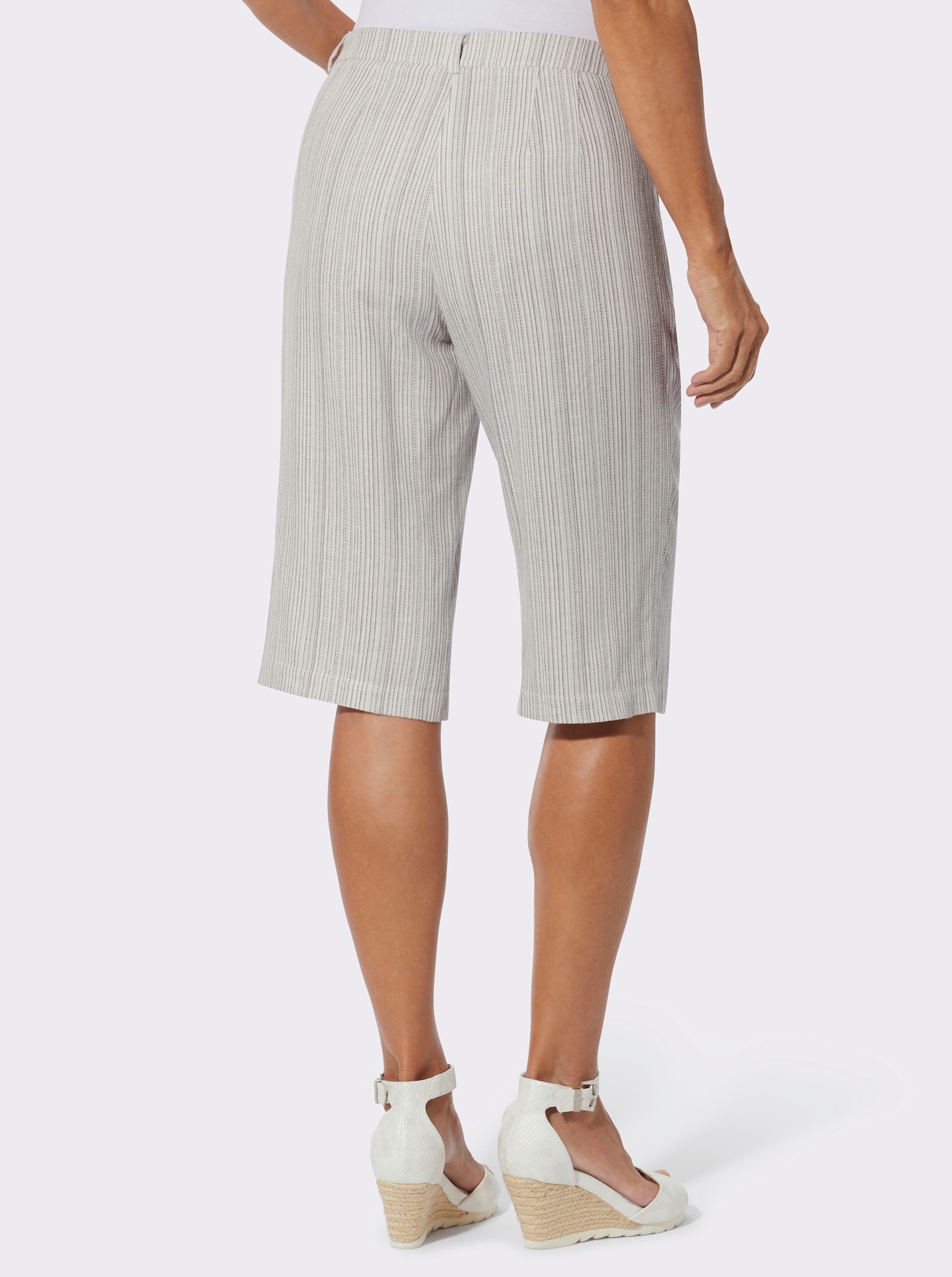 Bermudas mit Leinen-Anteil - champagner-grau-gestreift