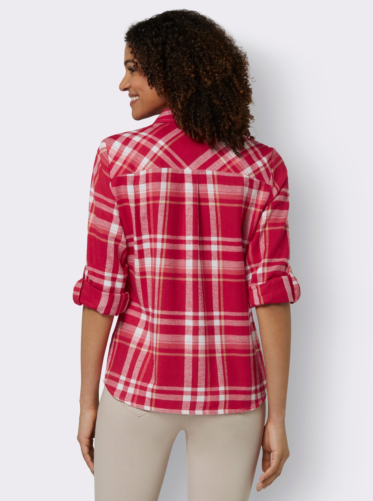 Flanellen blouse - rood/camel geruit