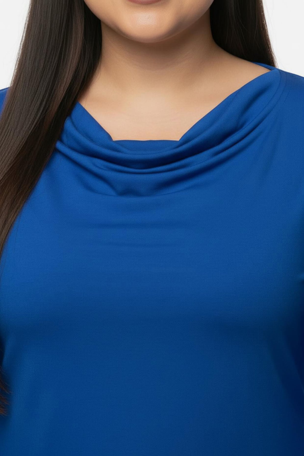 Wasserfallshirt mit 3/4-langen Ärmeln - royalblau