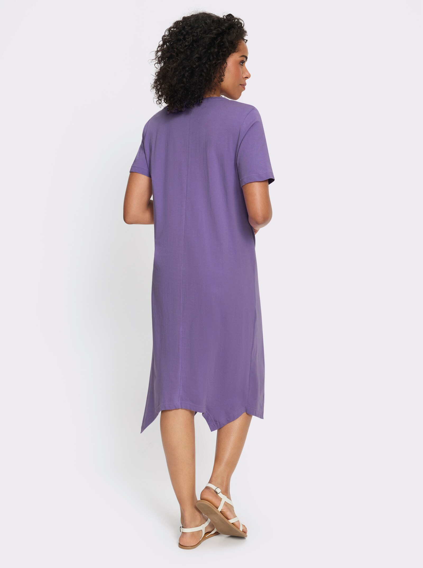 A-Linien-Kleid mit durchgehender Knopfleiste - lavendel