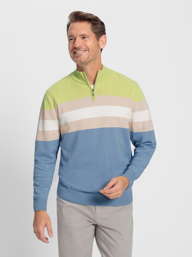 Catamaran Stehkragenpullover - bleu-gestreift
