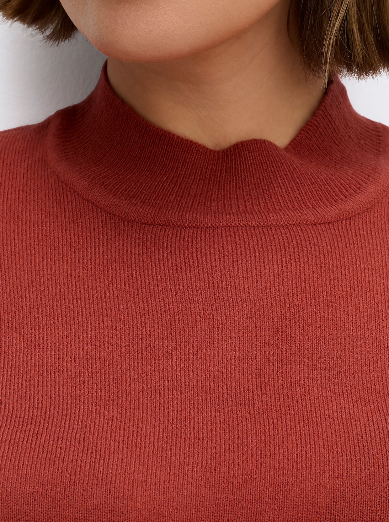 Stehkragenpullover weich wie Kaschmir - terrakotta