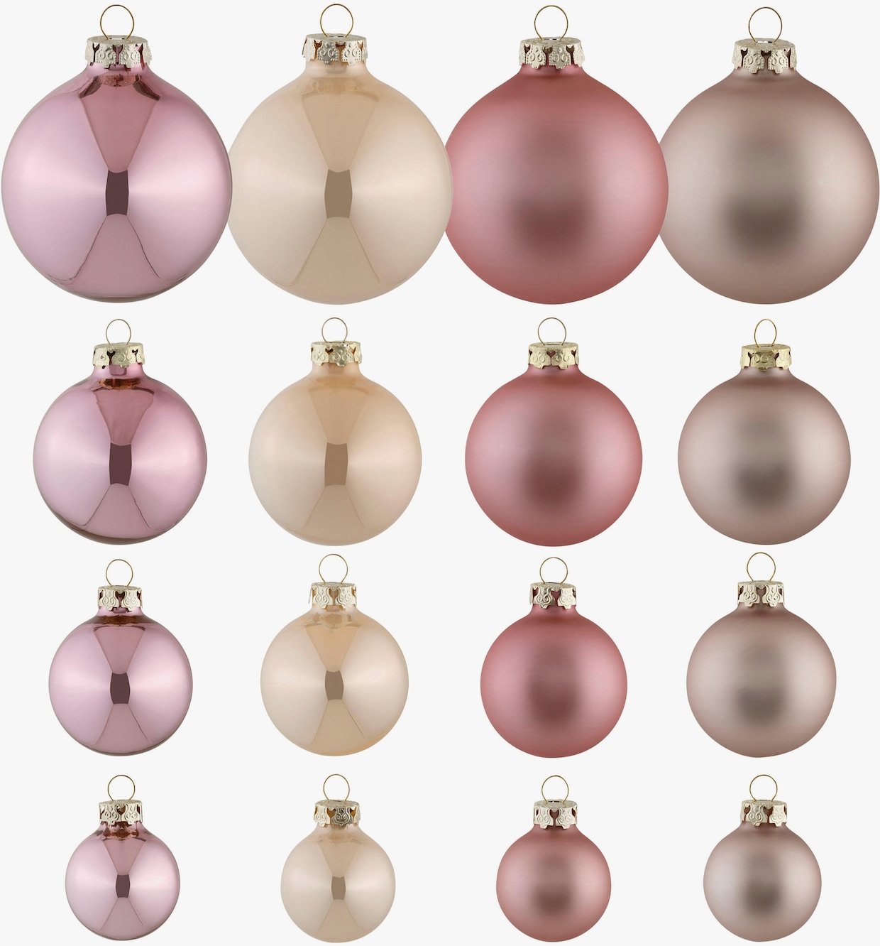 Thüringer Glasdesign Weihnachtsbaumkugel - rosé-altrosa-taupe-champagner