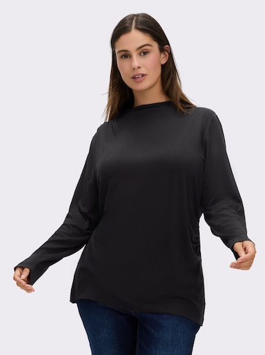 sheego Langarmshirt - schwarz
