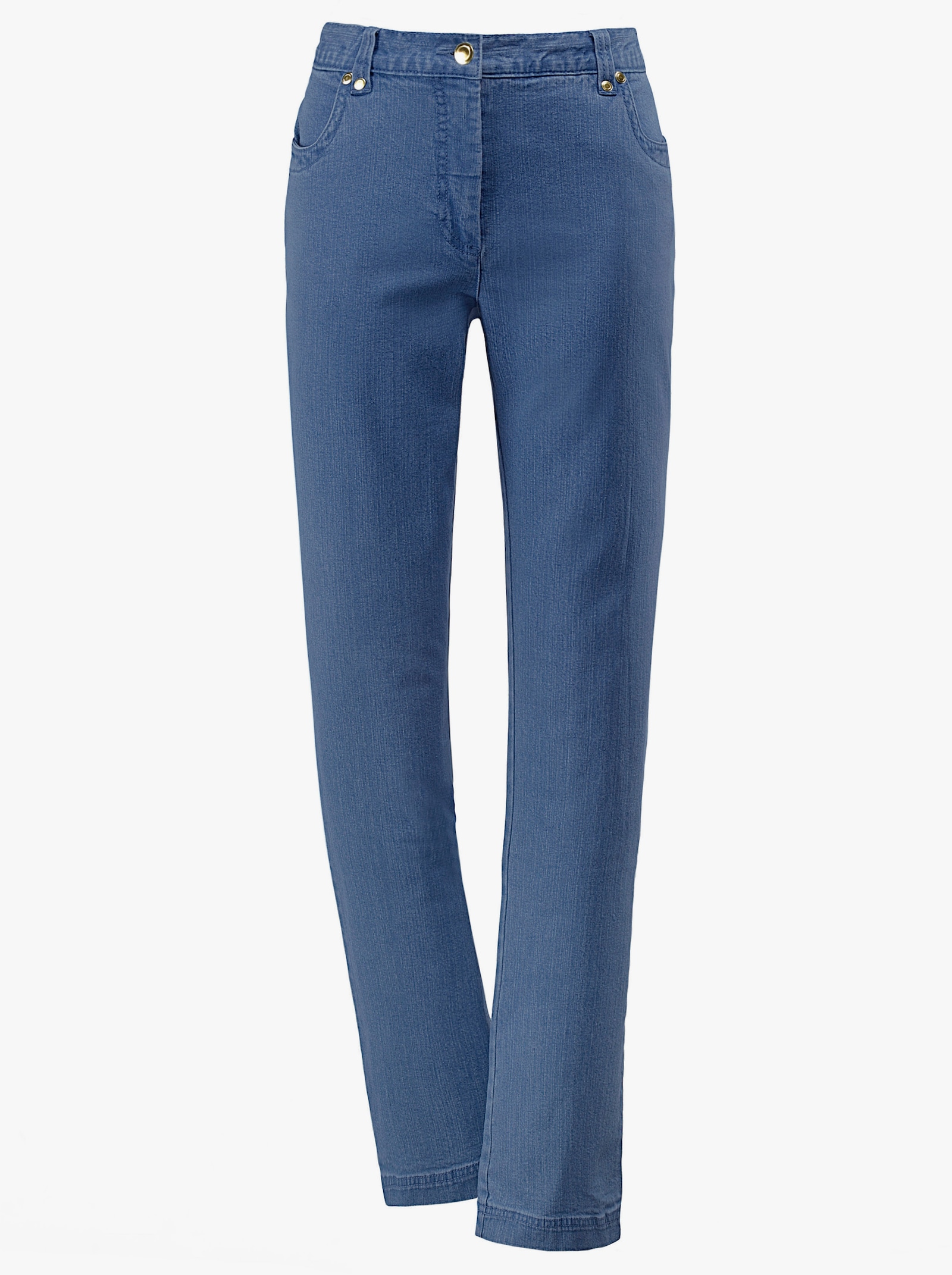 Stretch-Jeans mit Glitzersteinchen hinten - blue-bleached