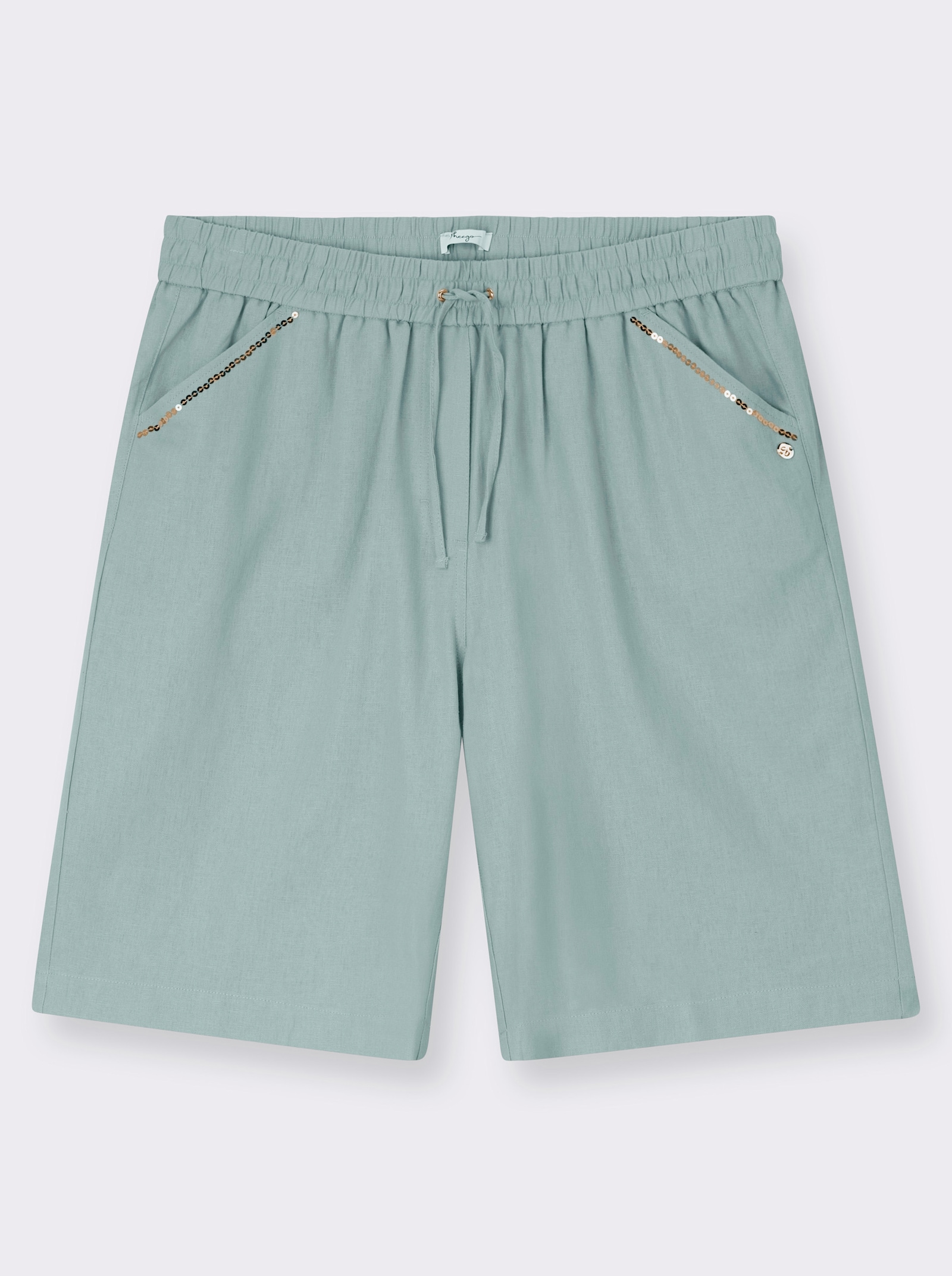 sheego Bermudas mit Pailletten entlang der Taschen - kalkmint