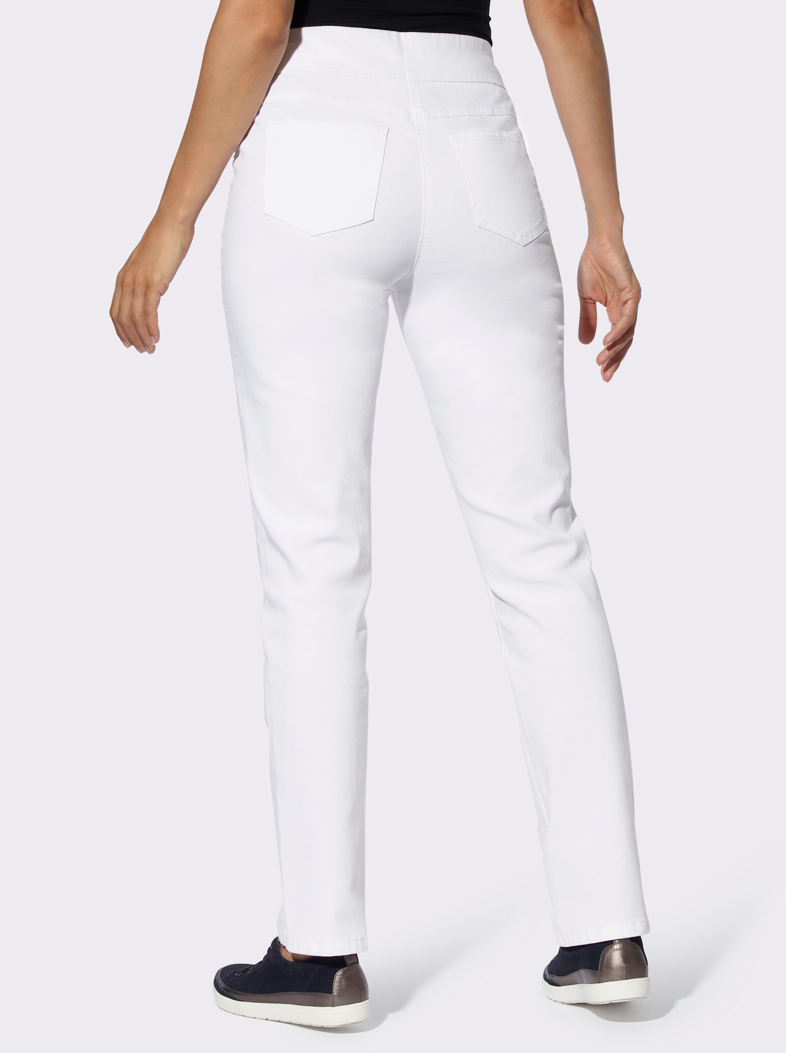 Stretch-Jeans mit vorverlegter Seitennaht - weiß