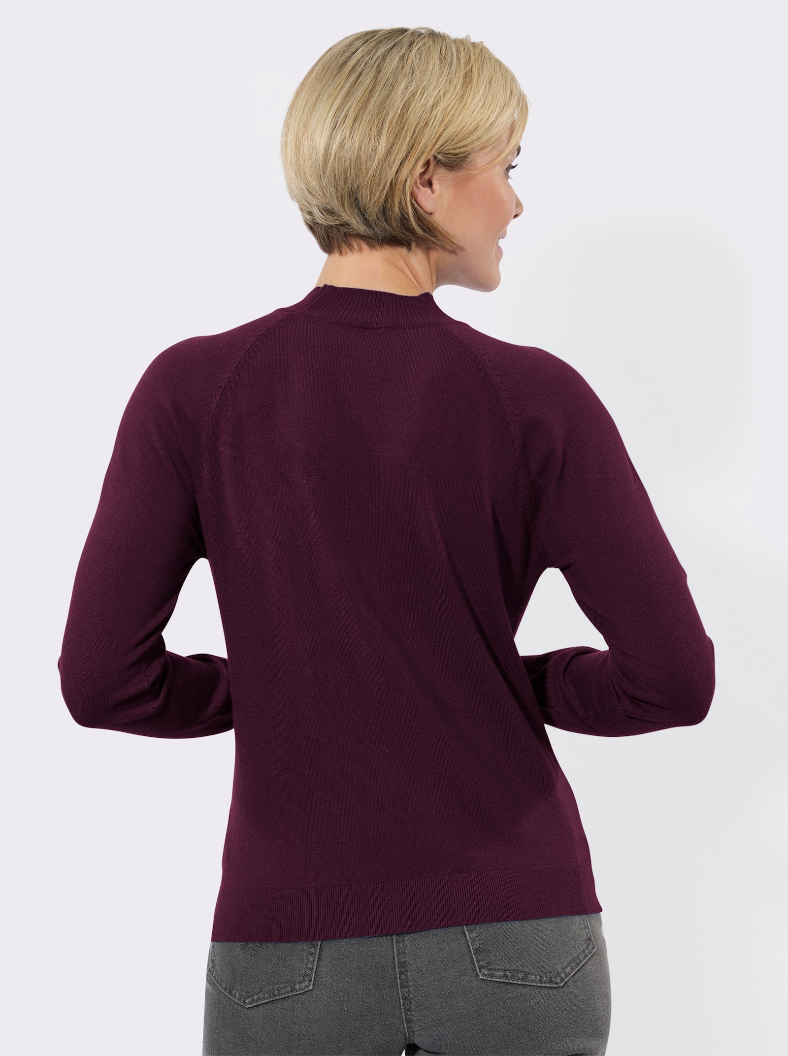 Stehkragenpullover mit Einstrick-Muster - burgund