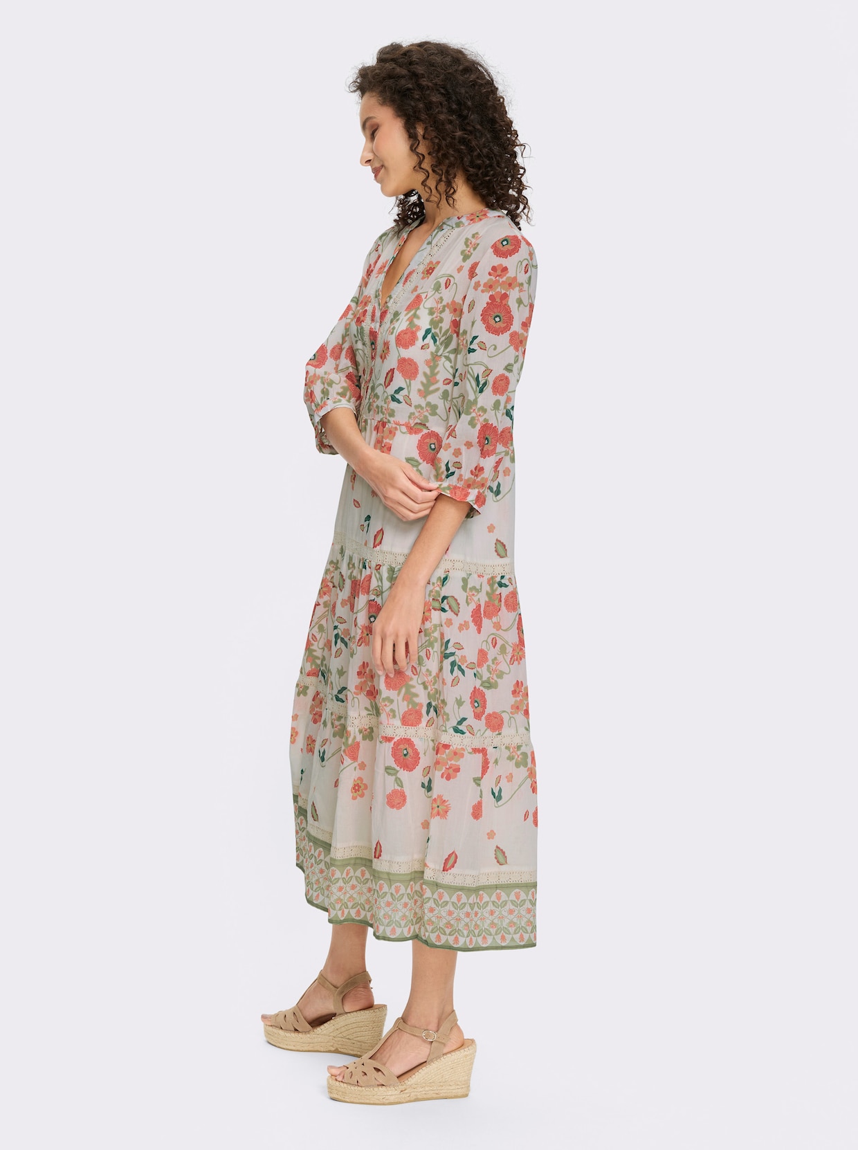 heine Druckkleid - champagner-schilf-bedruckt