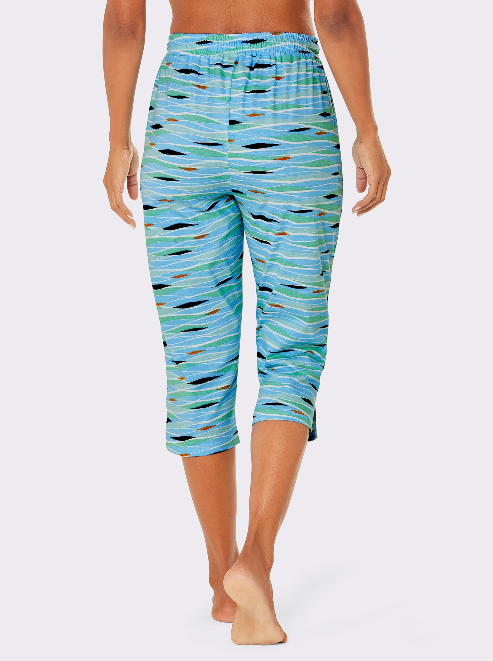 feel good Strandhose in Single-Jersey-Qualität - dunkelblau-bedruckt + aqua-bedruckt
