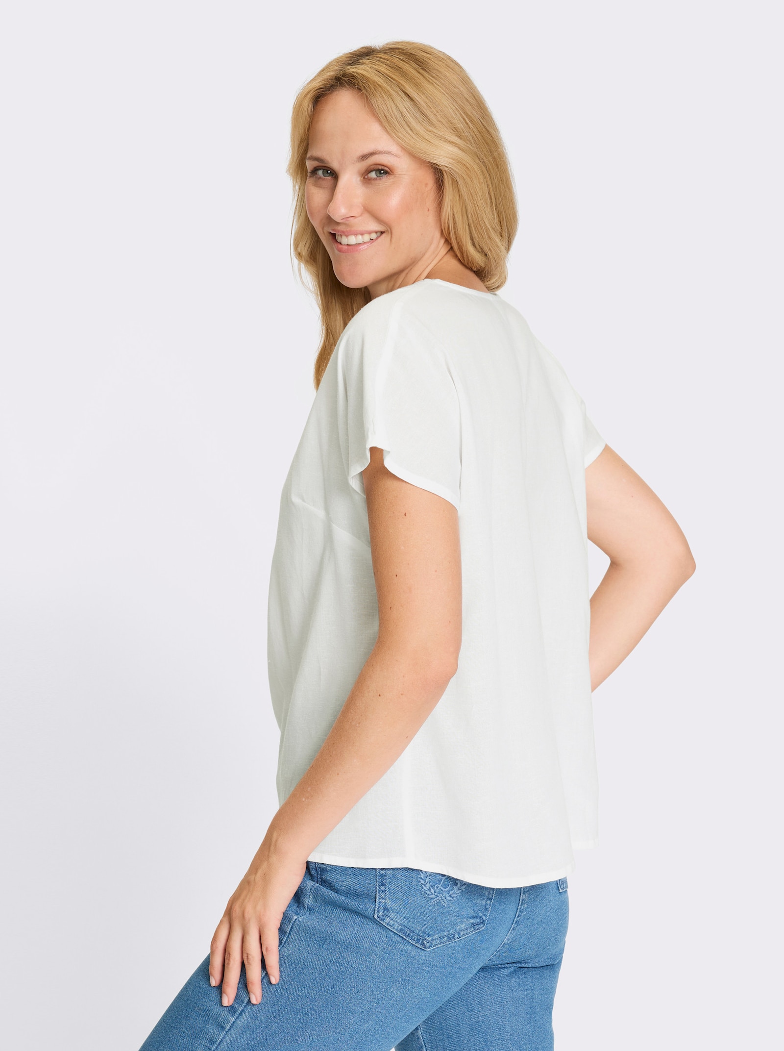 Schlupfbluse mit Falte vorne - weiss