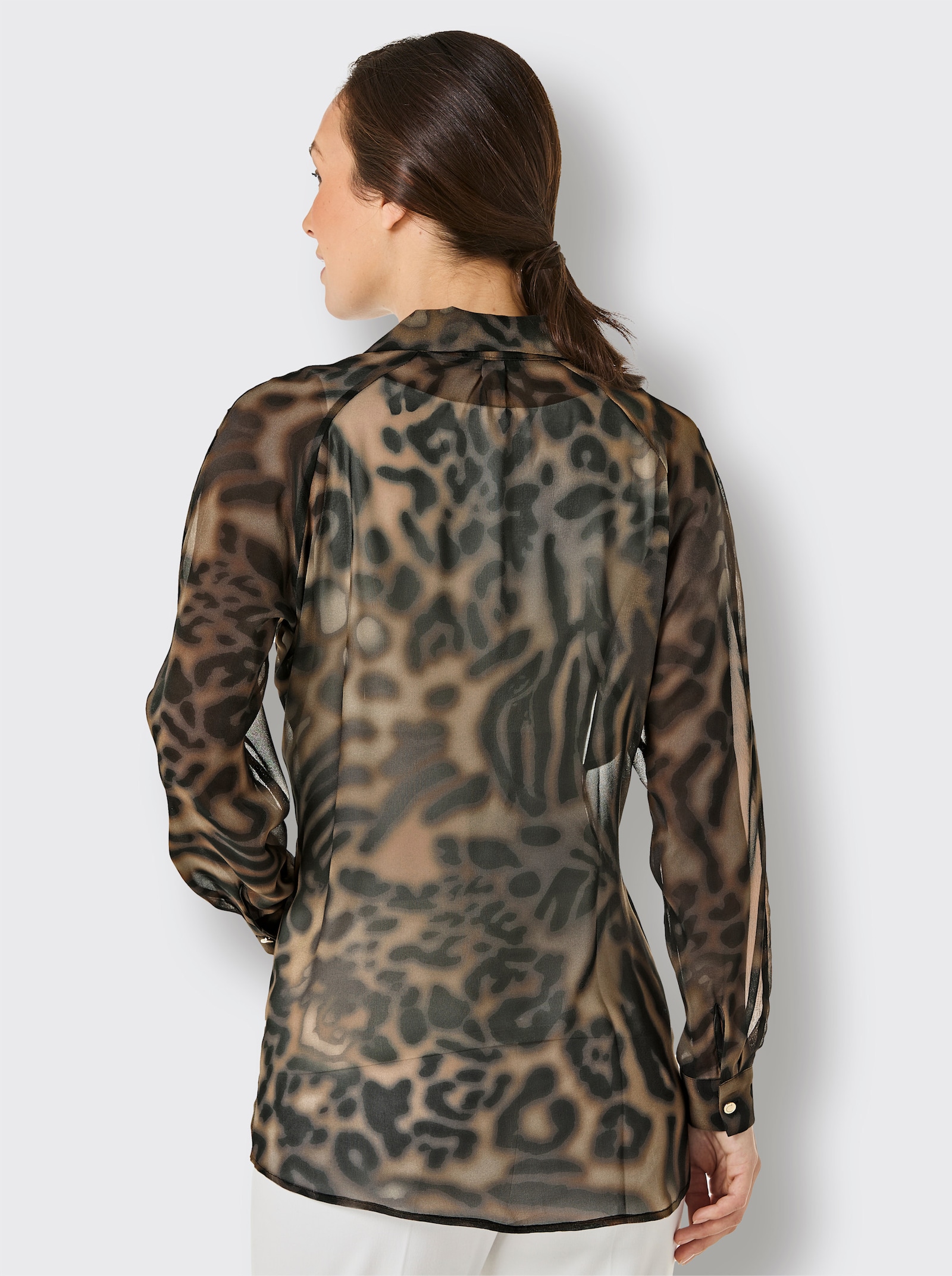 CREATION L PREMIUM Chemisier en soie avec imprimé numérique - noir imprimé