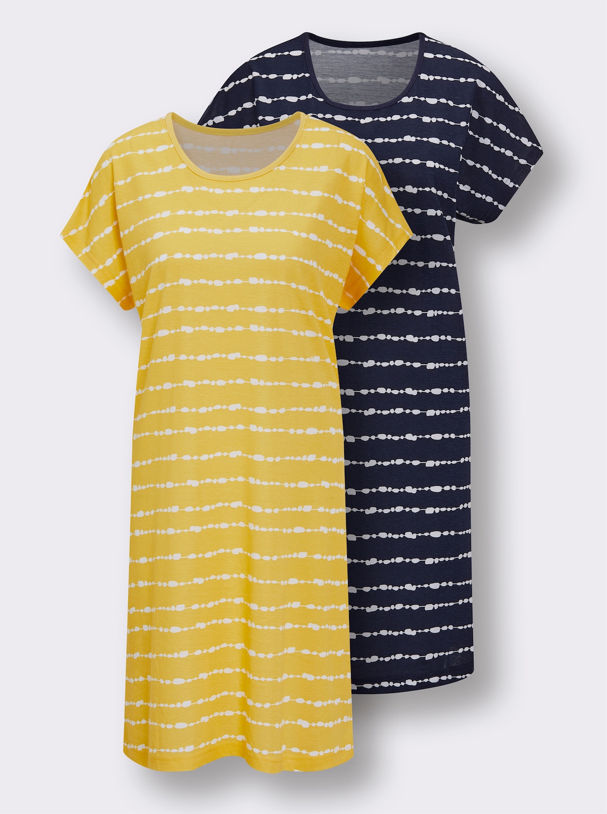 wäschepur Sleepshirts - marine-weiss-gestreift + gelb-weiss-gestreift