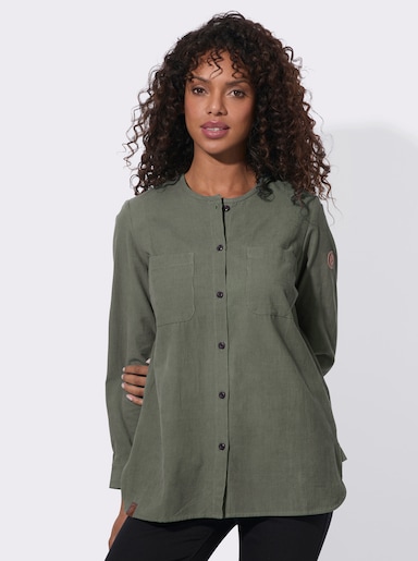  Langarmbluse in Cord-Qualität - khaki