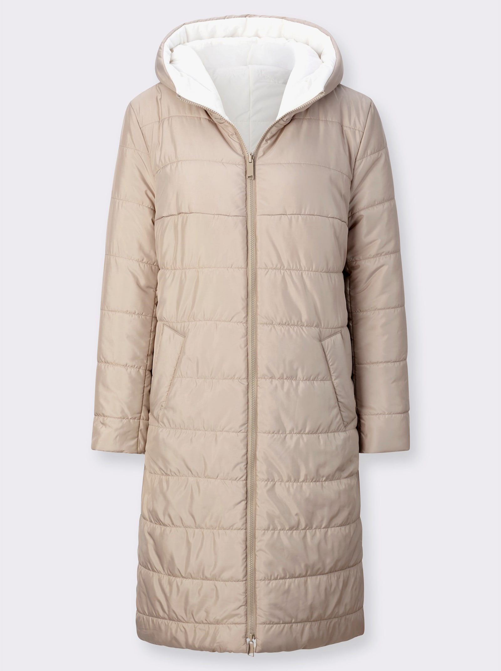 Steppmantel zum Wenden, wattiert - sesam-ecru