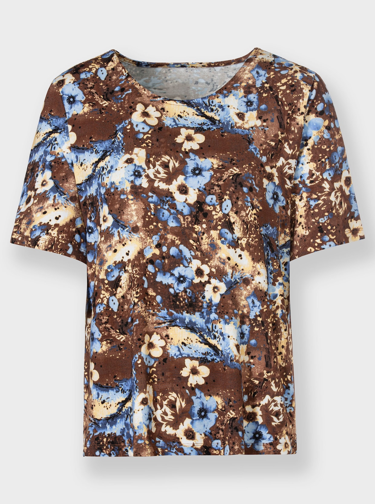 Shirt - braun-hellblau-bedruckt
